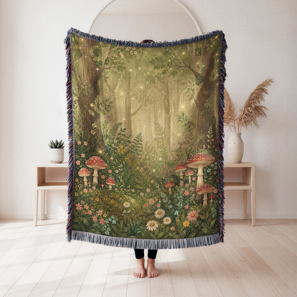 The Fairylight Mushroom Meadow Blanket