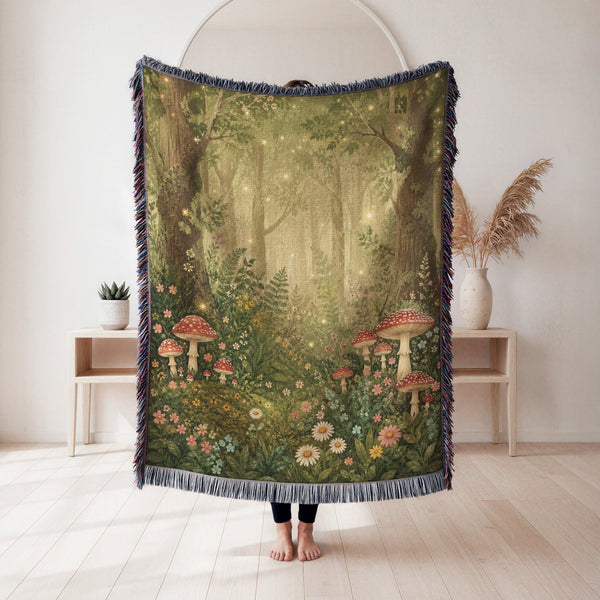 The Fairylight Mushroom Meadow Blanket