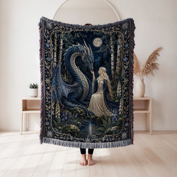The Moonlit Dragon Maiden Blanket