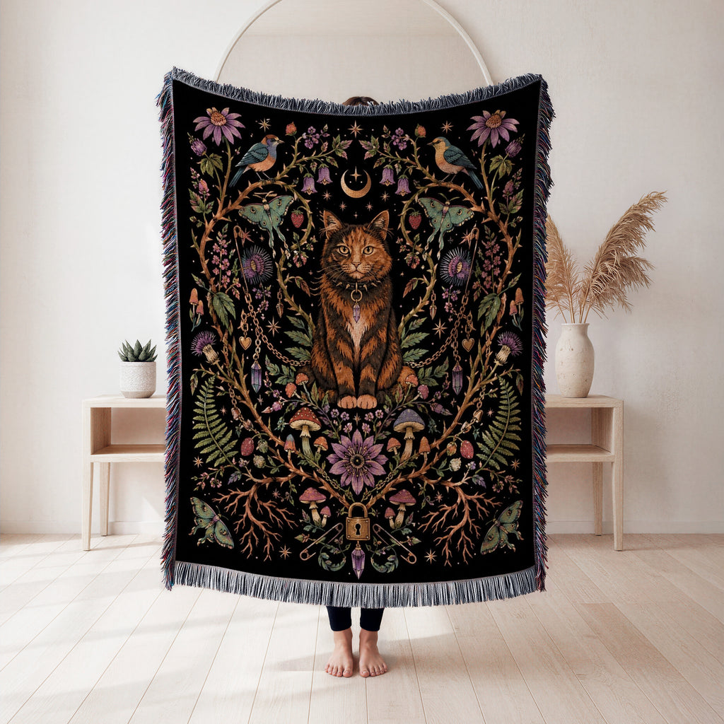 Moonlit Cat Garden Blanket