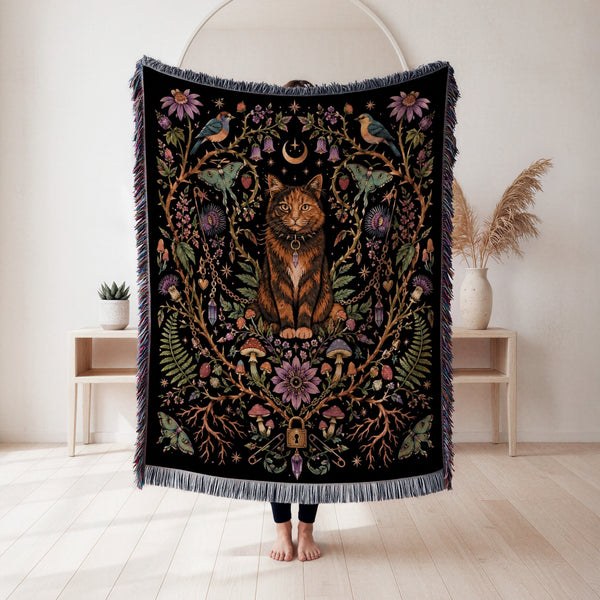 Moonlit Cat Garden Blanket