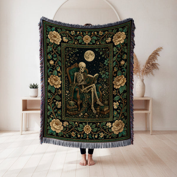The Emerald Chair Skeleton Reader Blanket