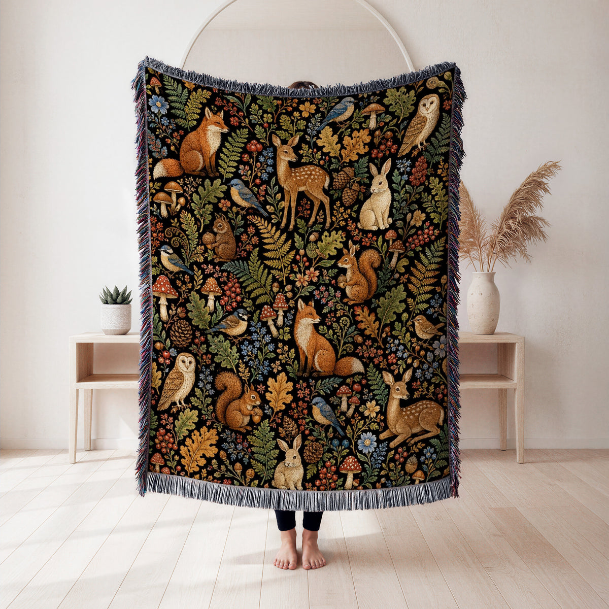 Woodland Animals Tapestry Blanket