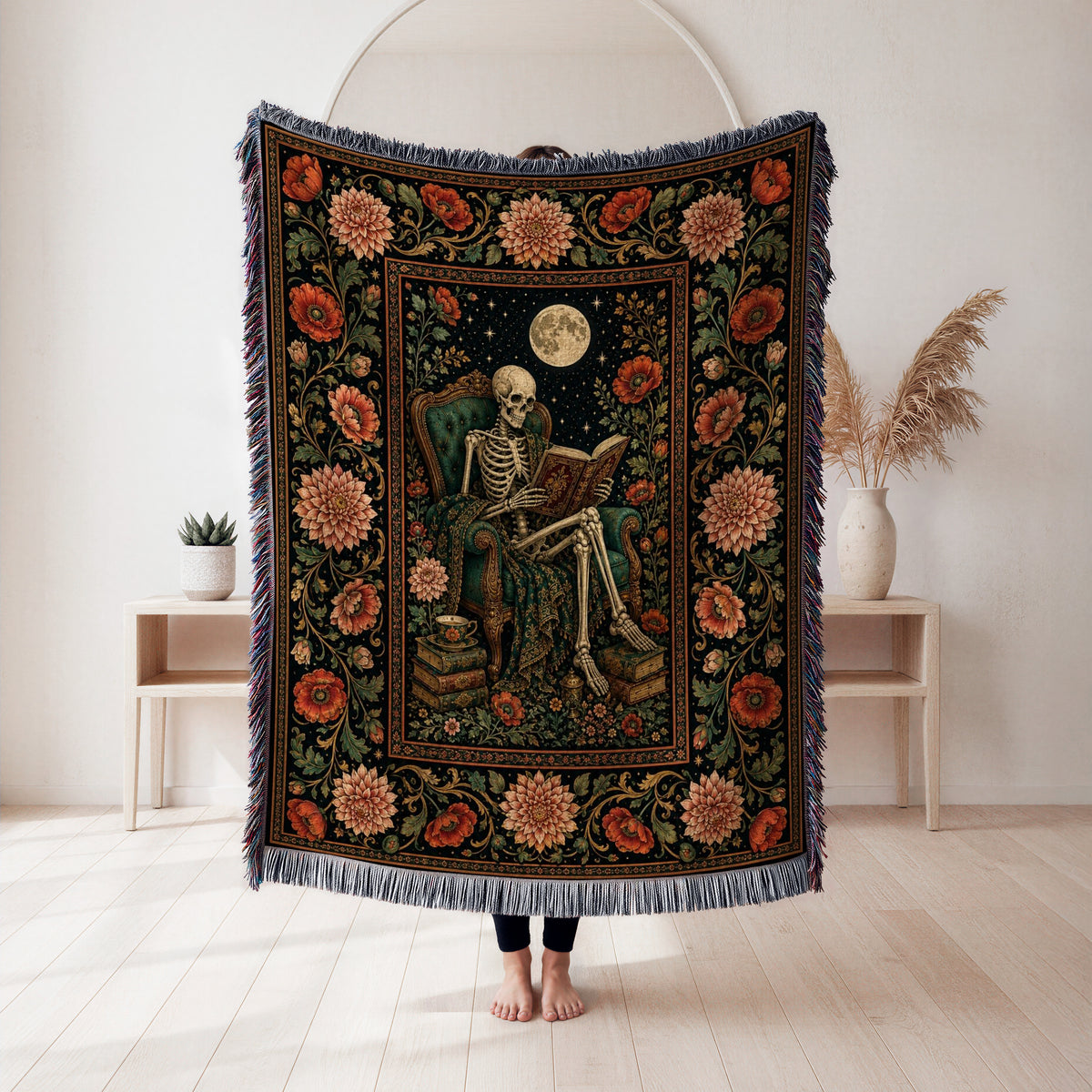 Poppy Scholar Skeleton Reader Blanket