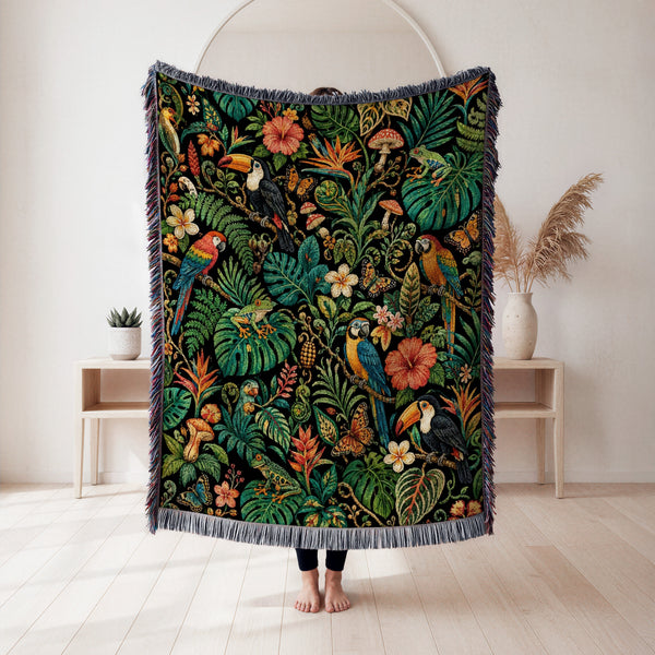 Tropical Birds Jungle Blanket
