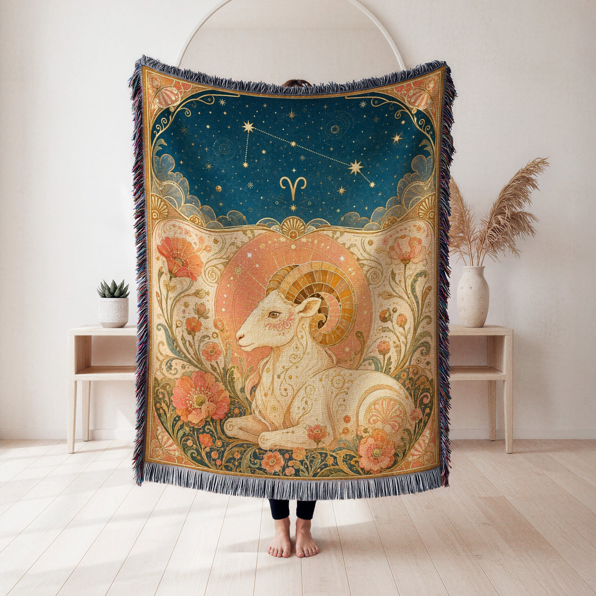 Aries Celestial Ram Blanket