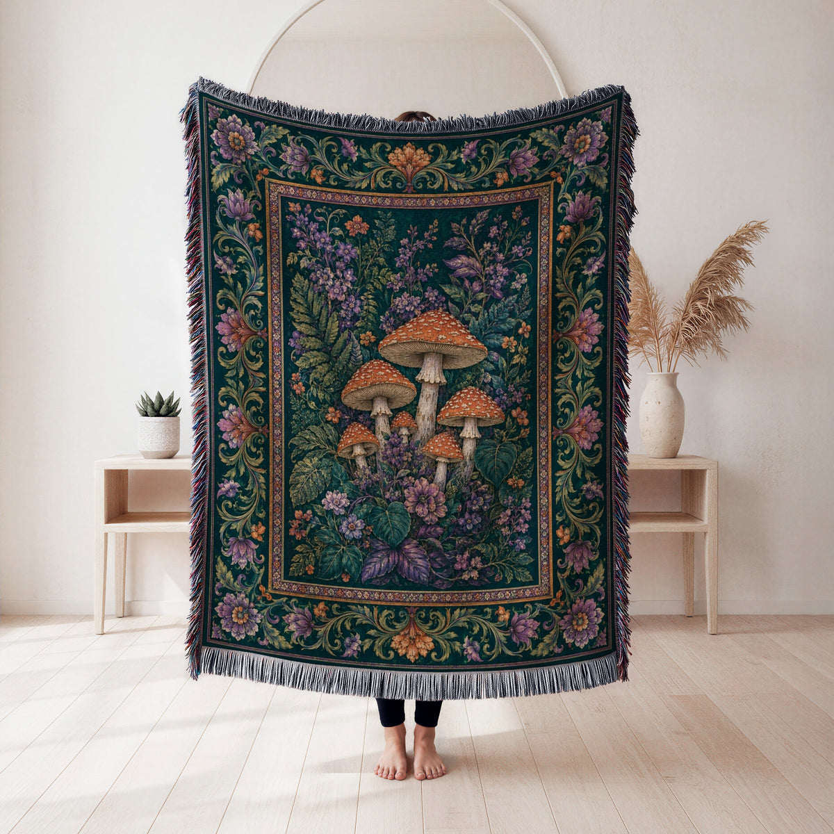 Midnight Mushroom Garden Blanket