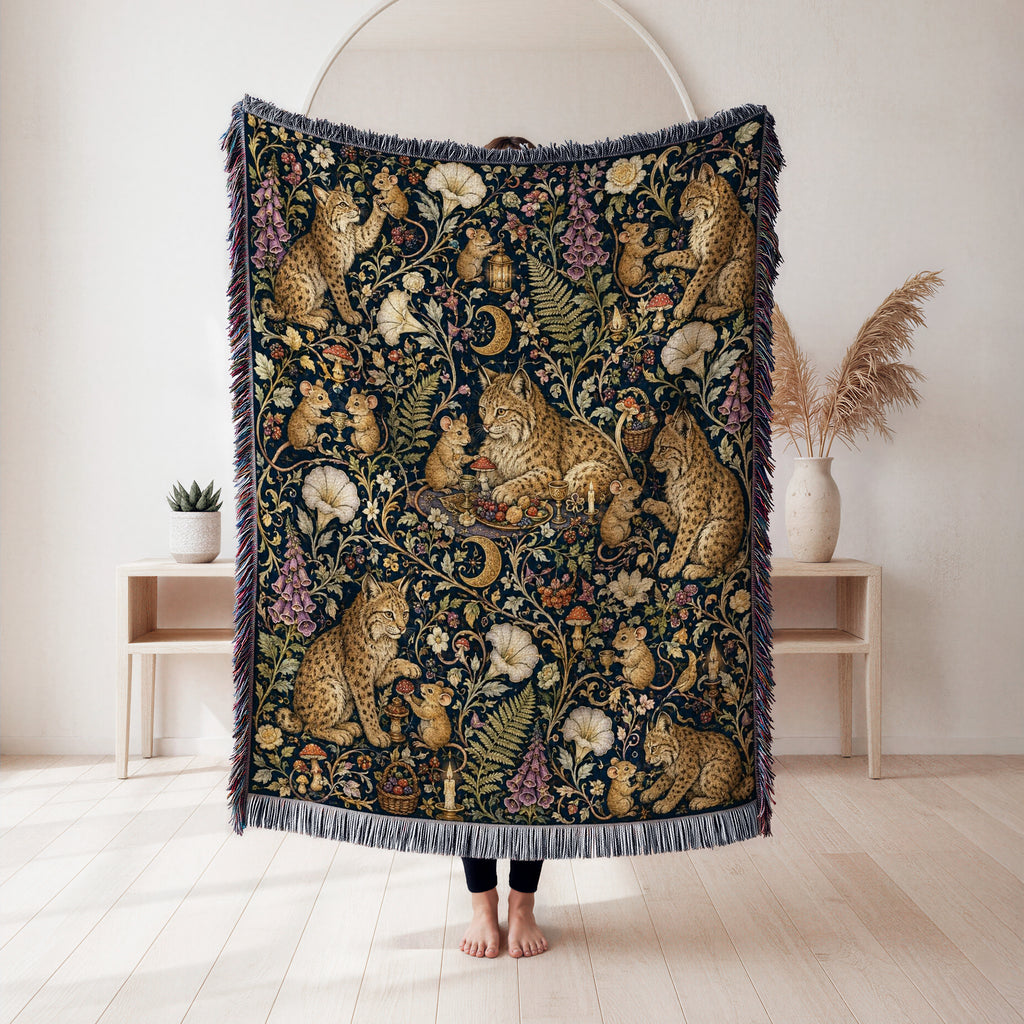 The Moonlit Lynx Feast Blanket