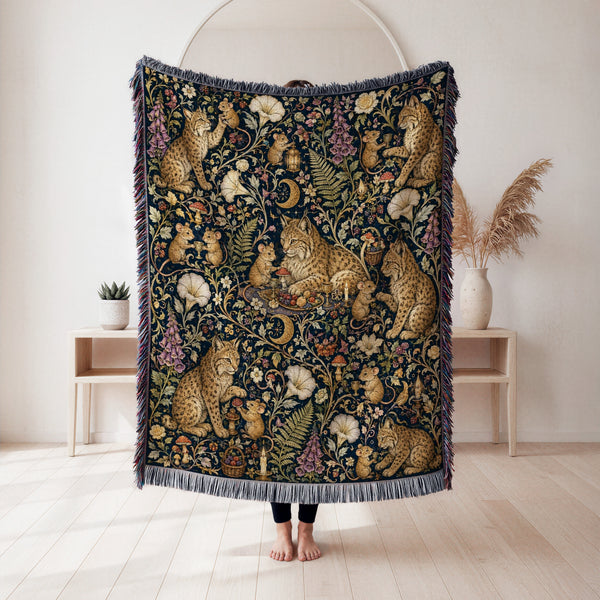 The Moonlit Lynx Feast Blanket