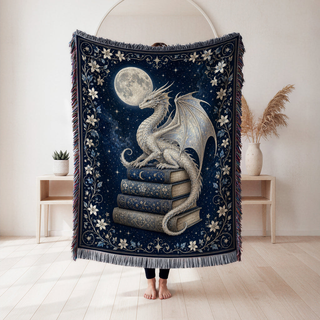 Silver Moon Dragon Blanket