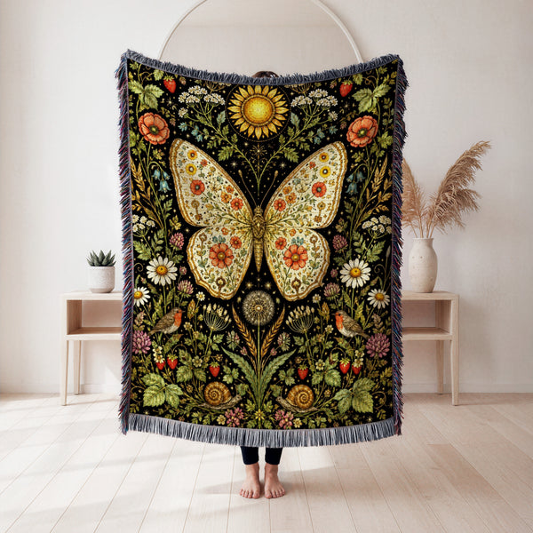 Sunlit Meadow Butterfly Blanket