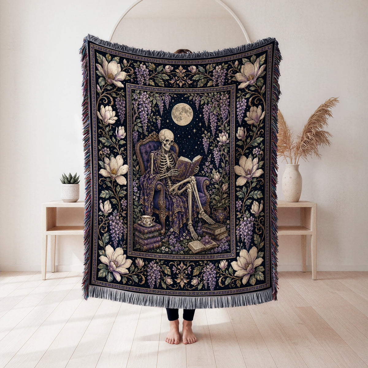 Wisteria Moon Skeleton Reader Blanket