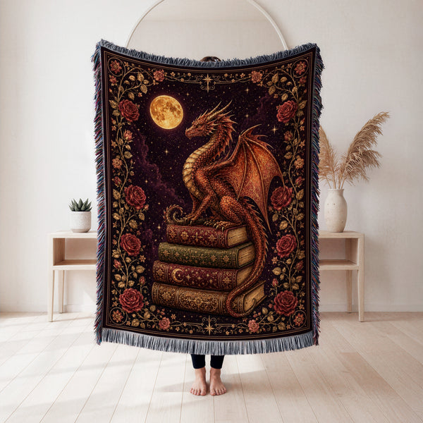 Crimson Moon Dragon Blanket