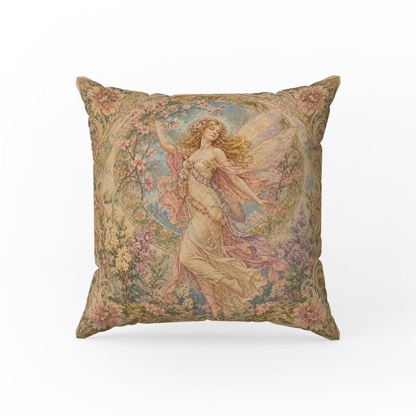 Blossom Dance Fairy – Art Nouveau Floral Pillow