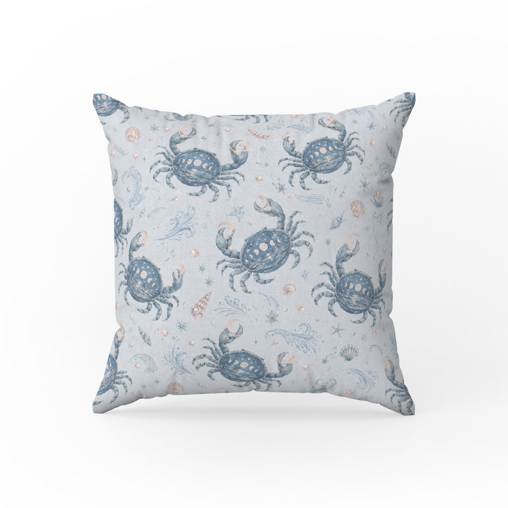 Cancer Moon Crabs – Blue Zodiac Pattern Pillow