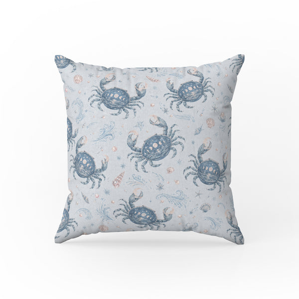 Cancer Moon Crabs – Blue Zodiac Pattern Pillow