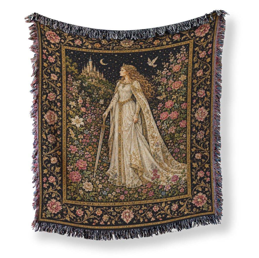 The Lady of the Moonlit Rose Garden Blanket