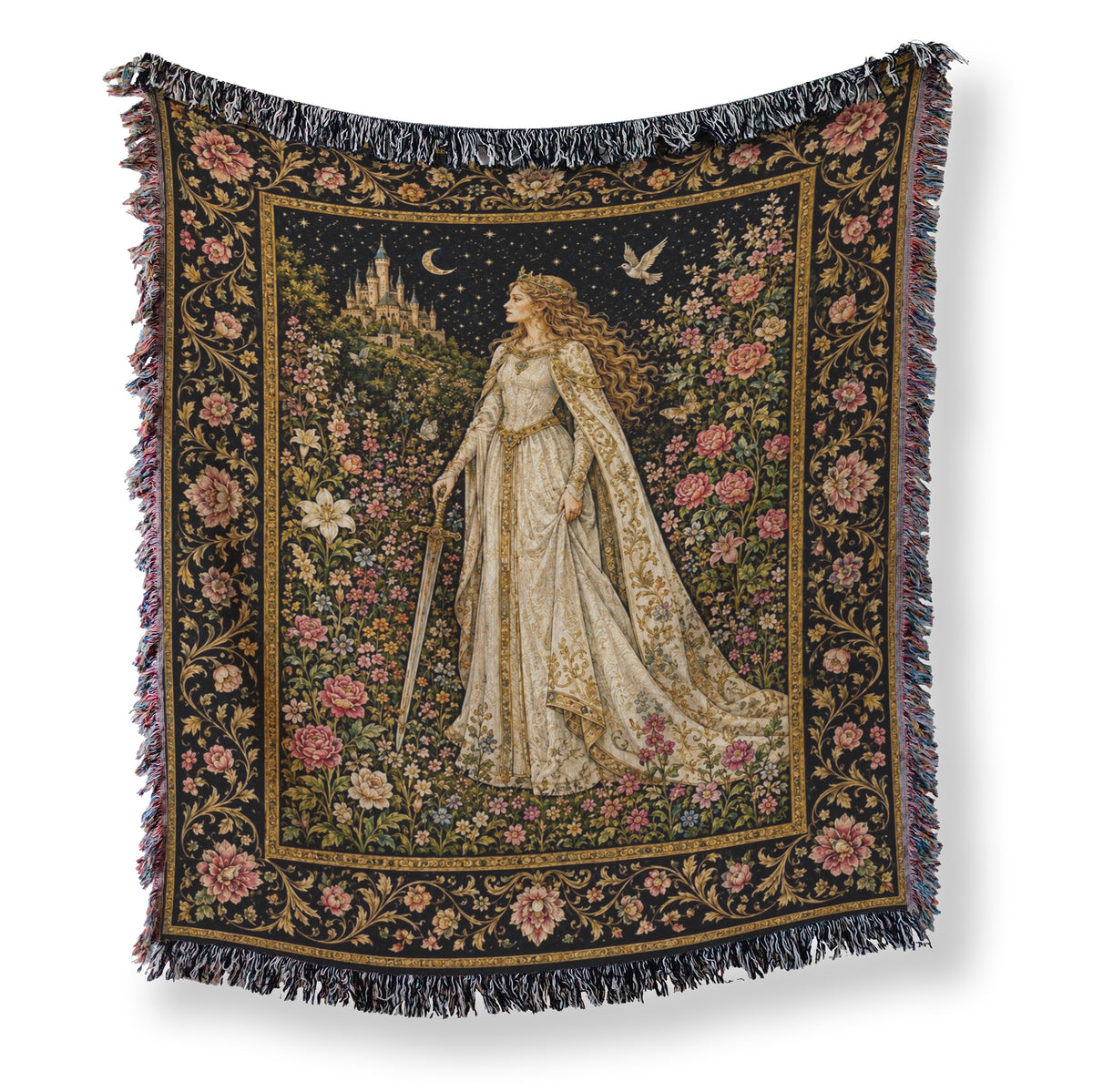 The Lady of the Moonlit Rose Garden Blanket