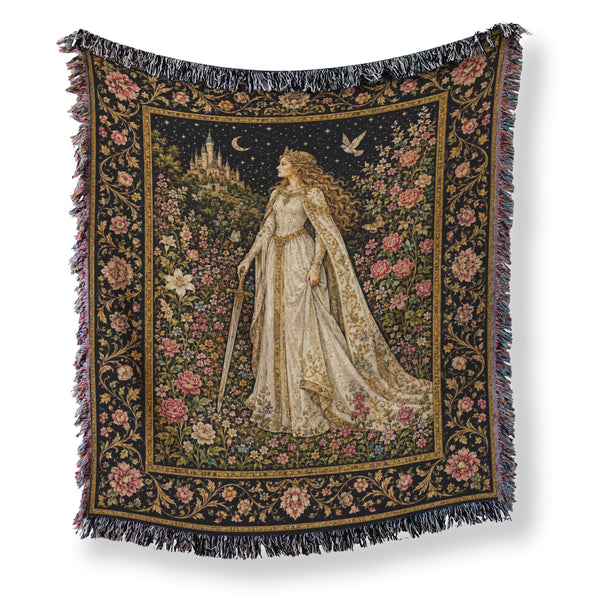 The Lady of the Moonlit Rose Garden Blanket