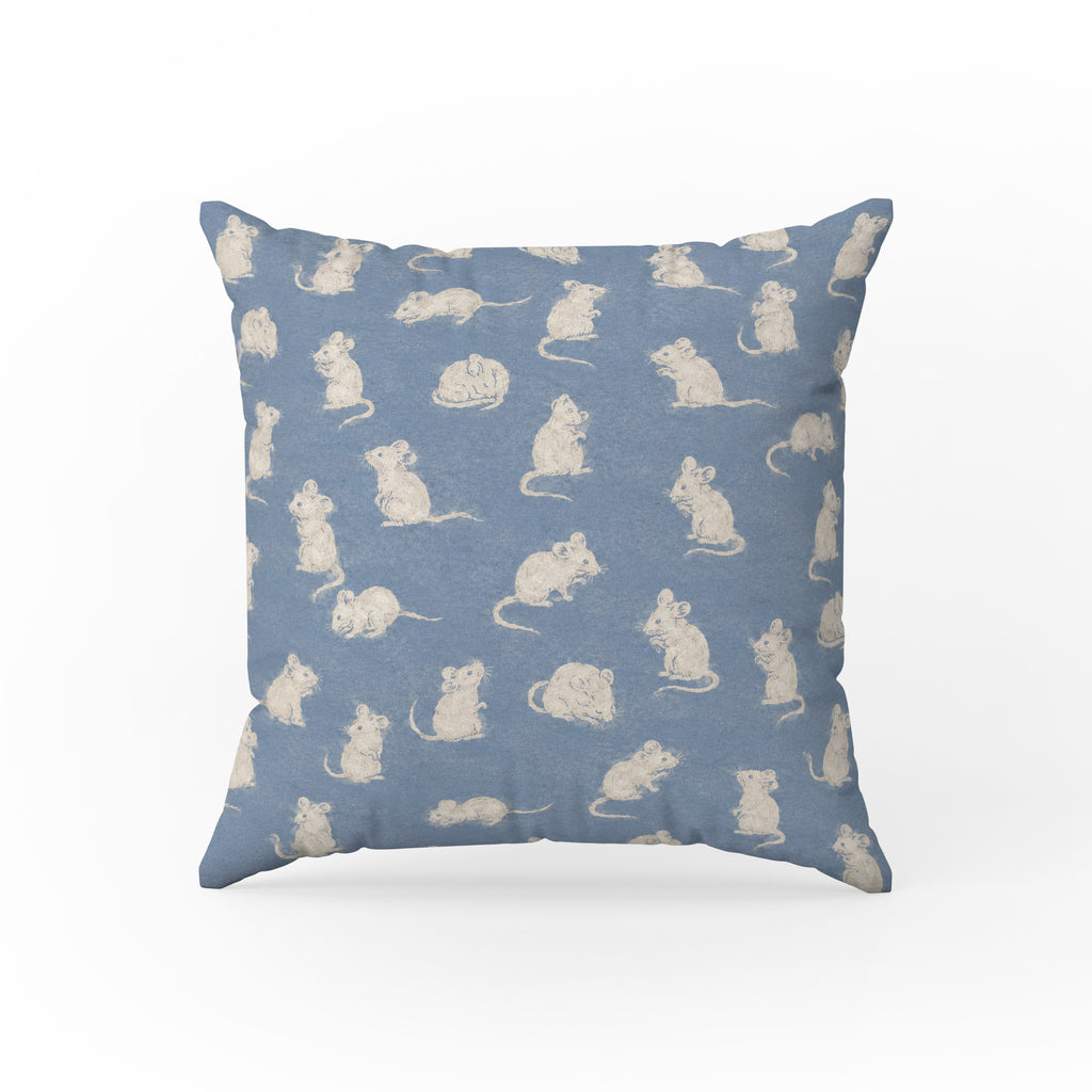 Little Mice – Dusty Blue Woodland Pillow