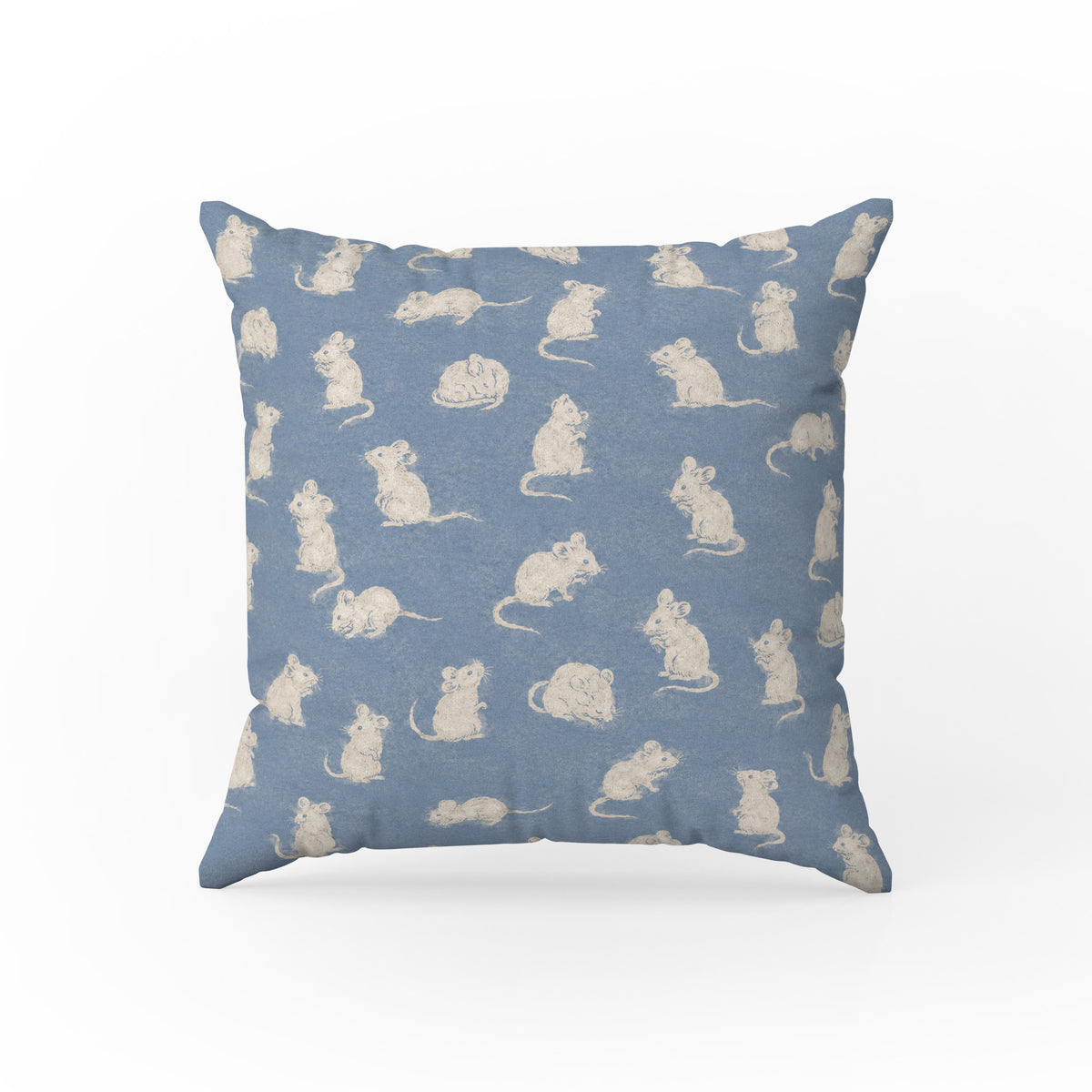 Little Mice – Dusty Blue Woodland Pillow