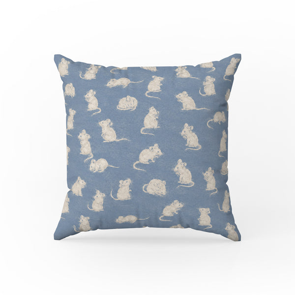 Little Mice – Dusty Blue Woodland Pillow