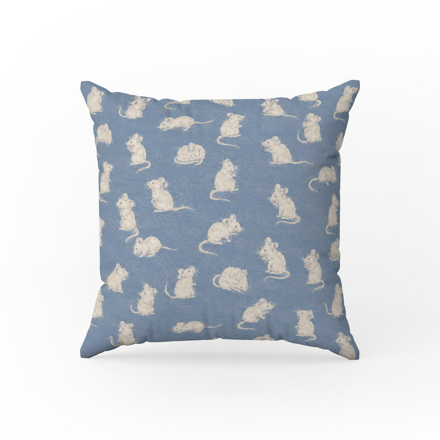 Little Mice – Dusty Blue Woodland Pillow