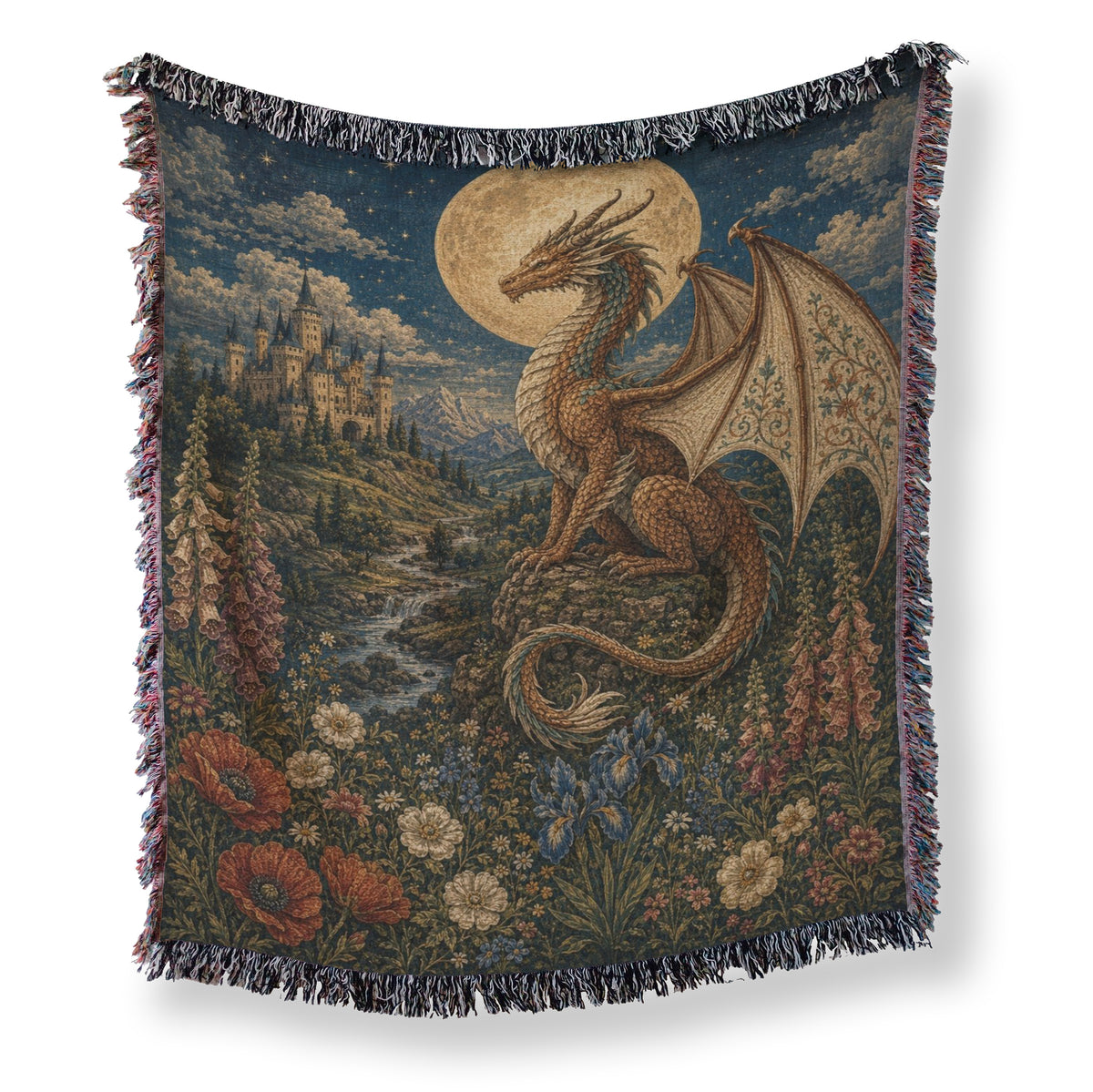 The Golden Moon Dragon Blanket