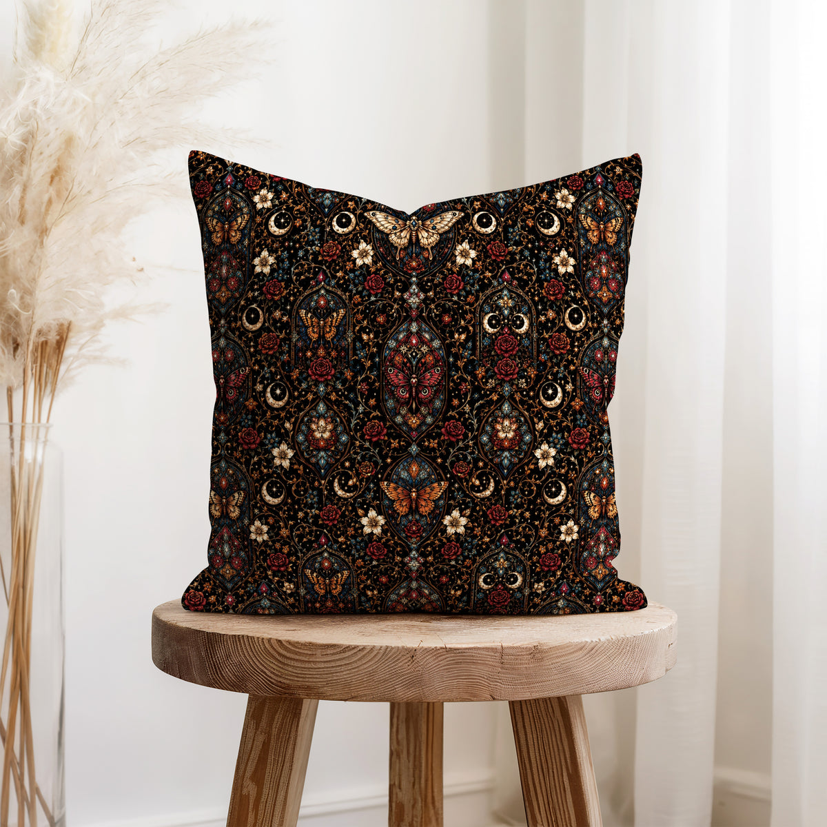The Stained Glass Moth – Gothic Celestial Pillow
