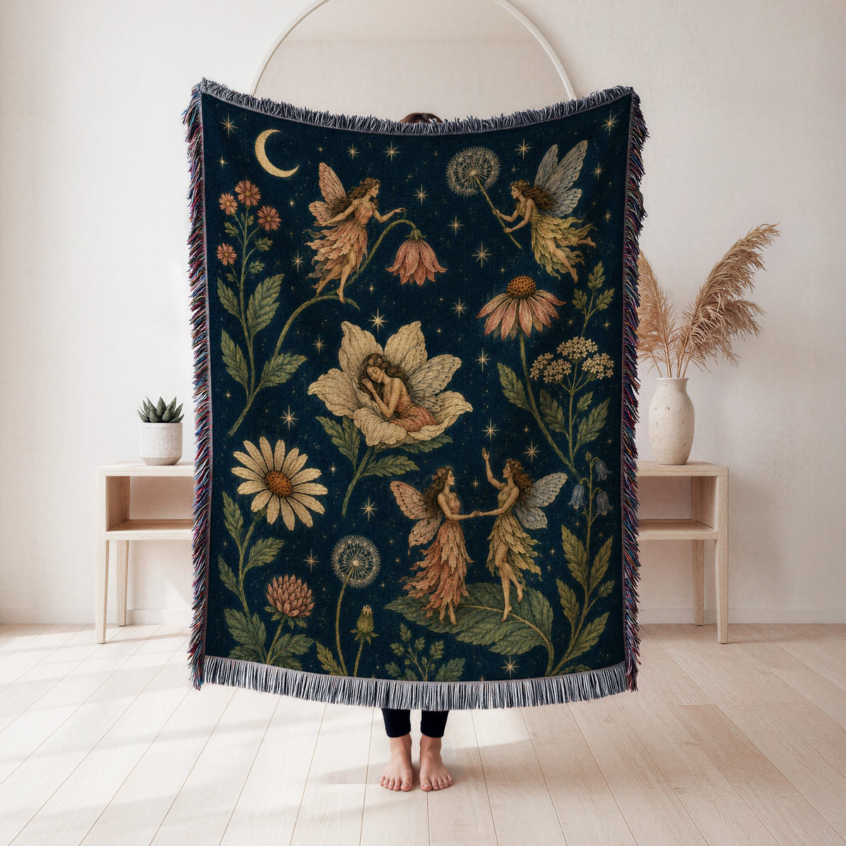 Midnight Wildflower Fairies Blanket