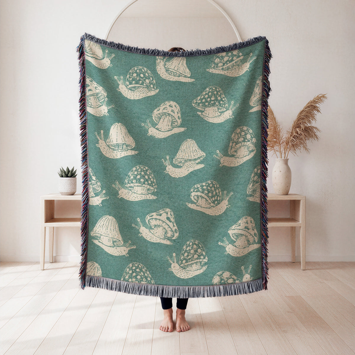 Mushroom Snail Woodland Blanket