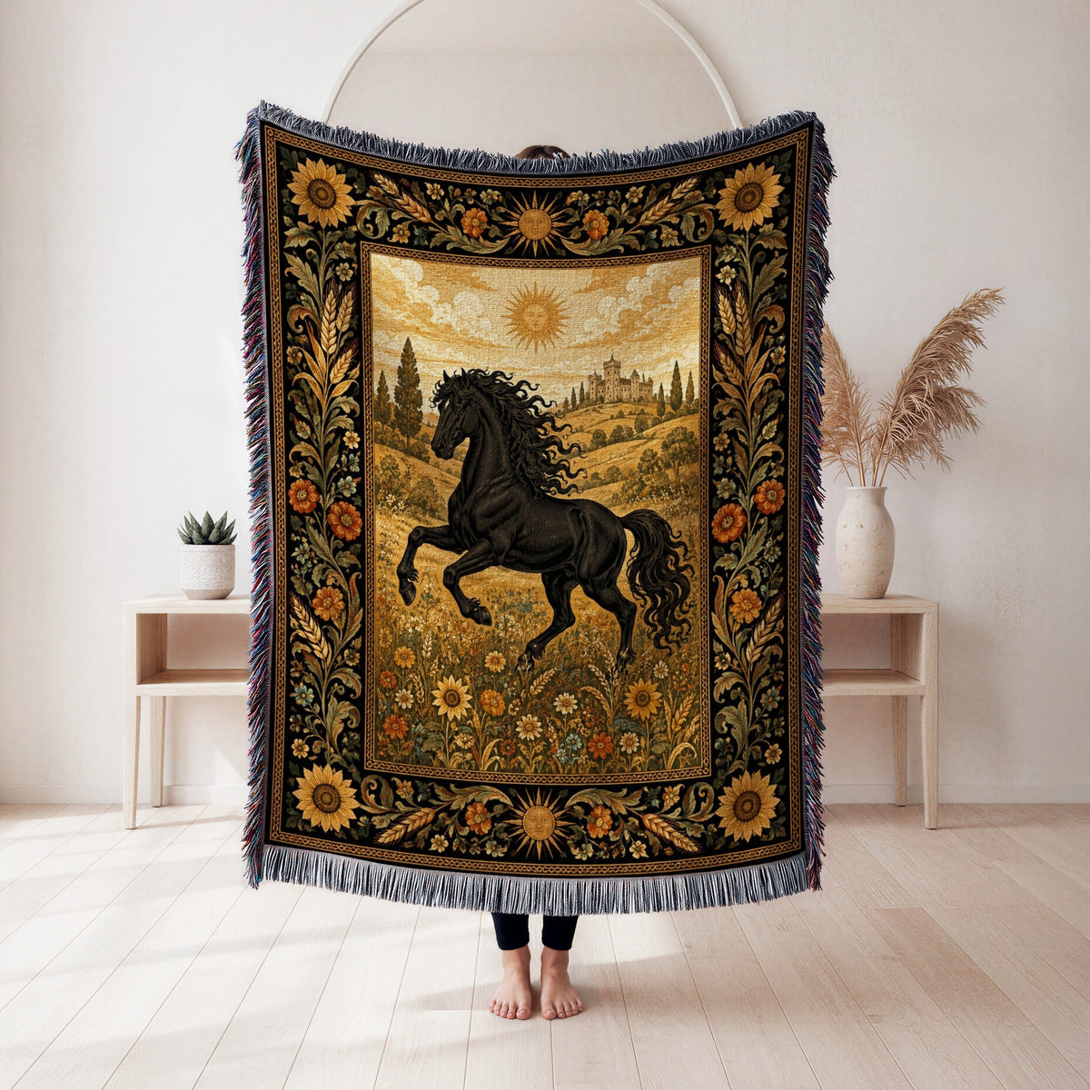 The Sunlit Black Horse Blanket