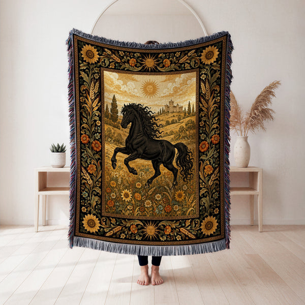 The Sunlit Black Horse Blanket