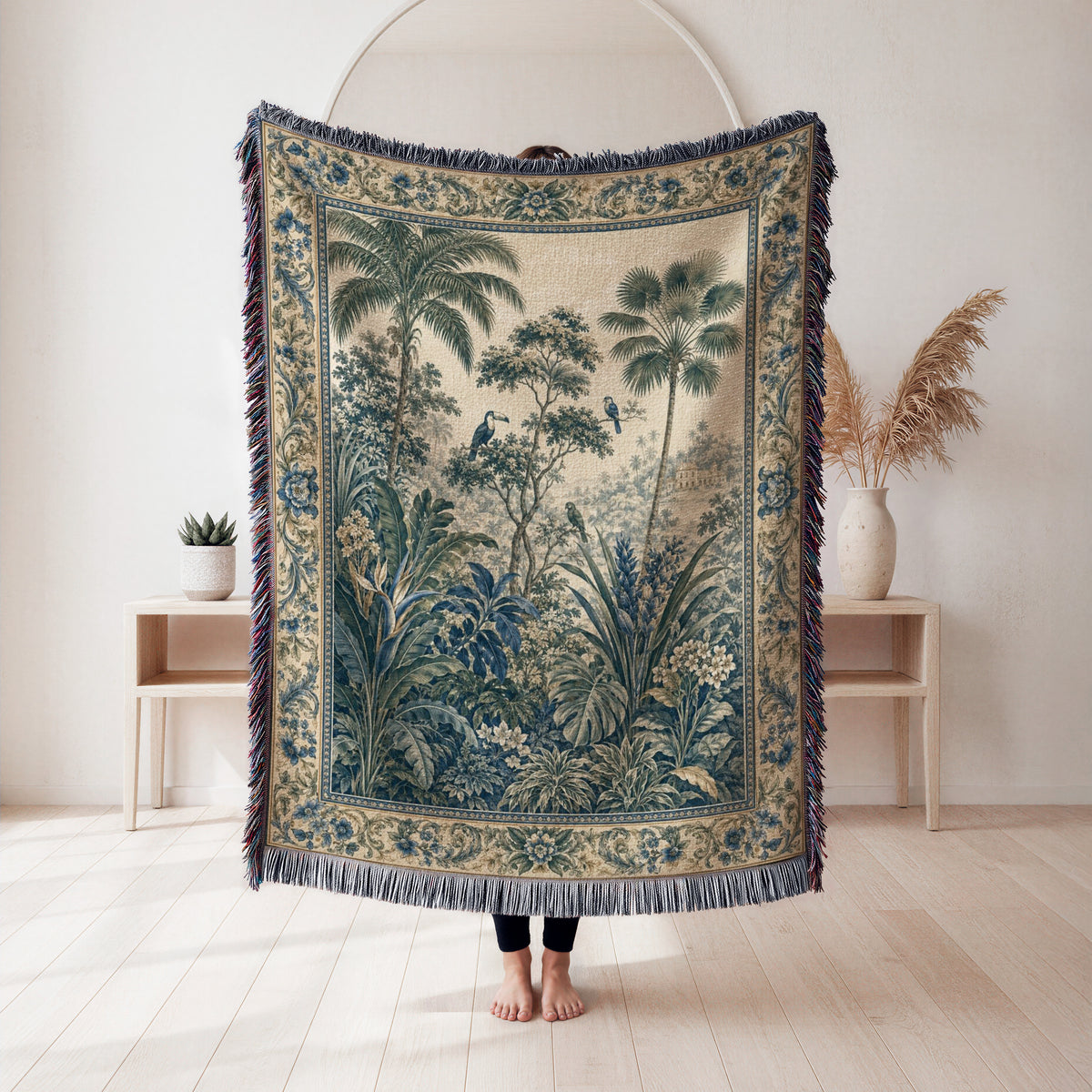 Blue Aviary Jungle Blanket