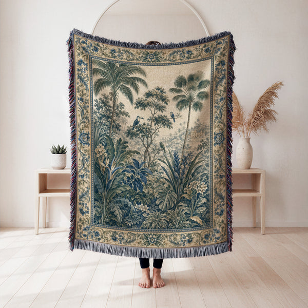 Blue Aviary Jungle Blanket