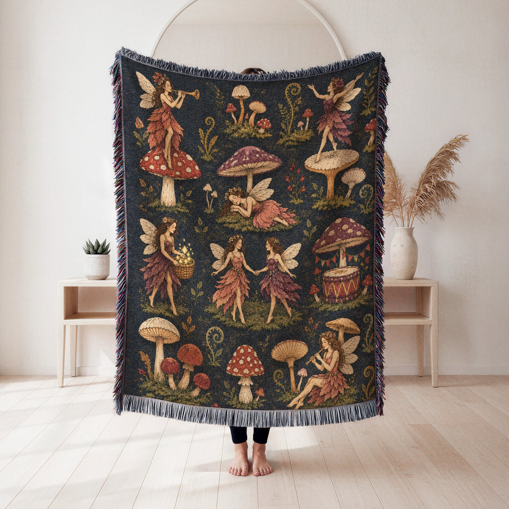 Mushroom Meadow Fairies Blanket