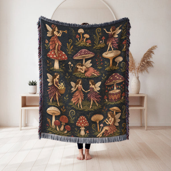 Mushroom Meadow Fairies Blanket