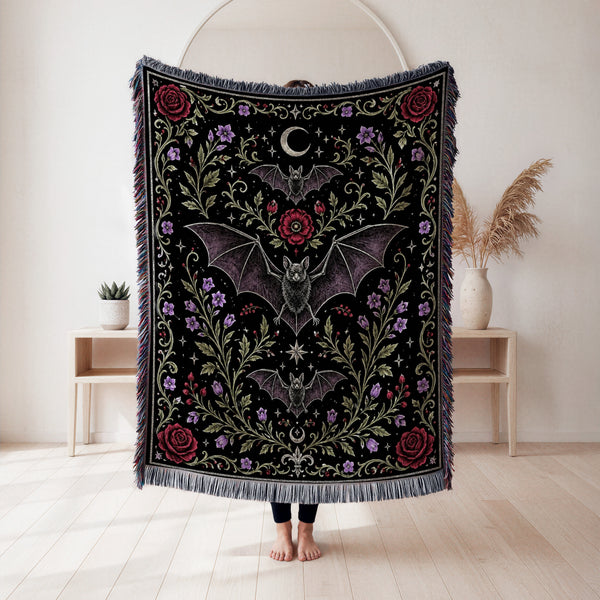 Moonlit Bat Garden Blanket