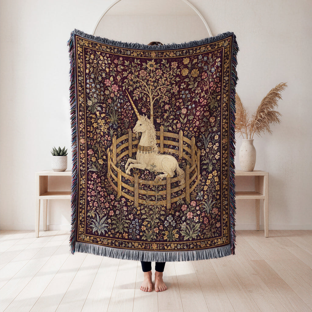 The Unicorn in the Walled Garden Blanket