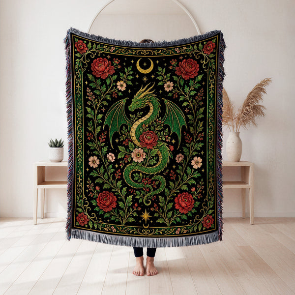 Emerald Dragon Rose Garden Blanket