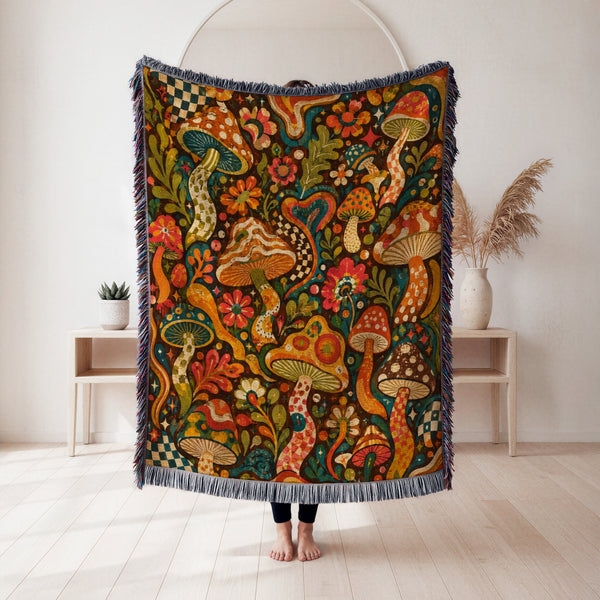 Groovy Mushroom Garden Blanket