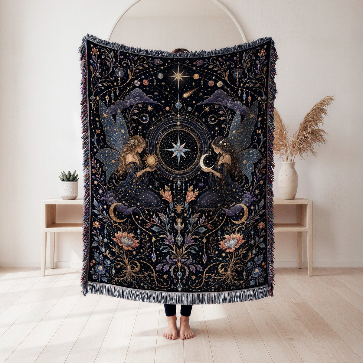 Celestial Twin Fairies Blanket