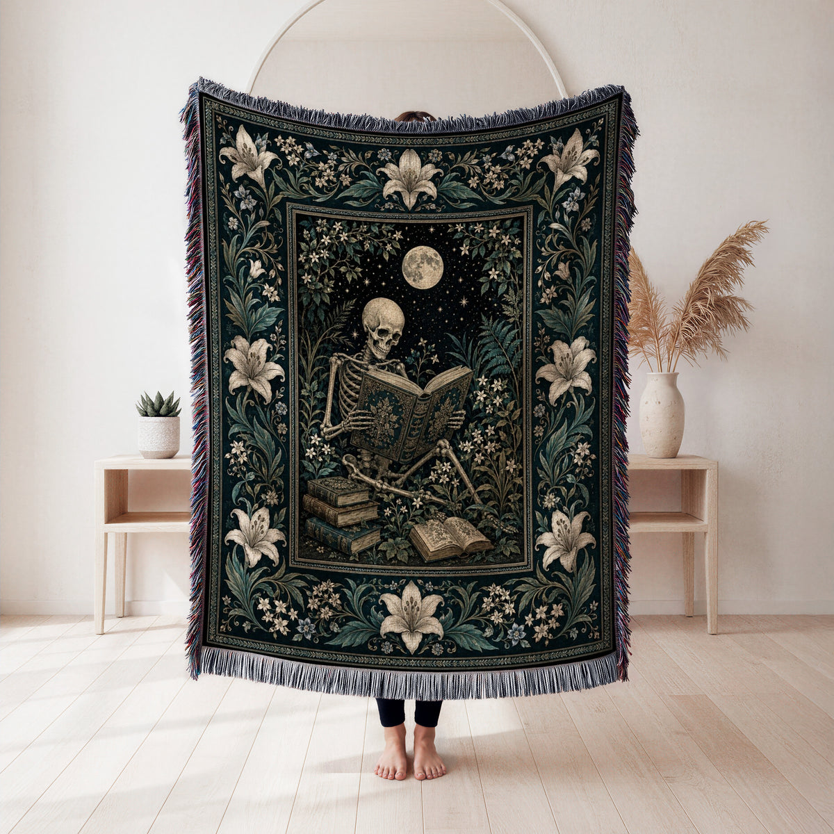 Moonlit Skeleton Reader Blanket