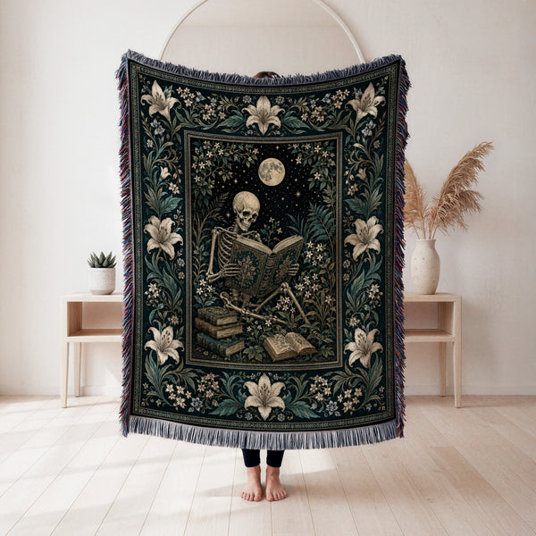 Moonlit Skeleton Reader Blanket