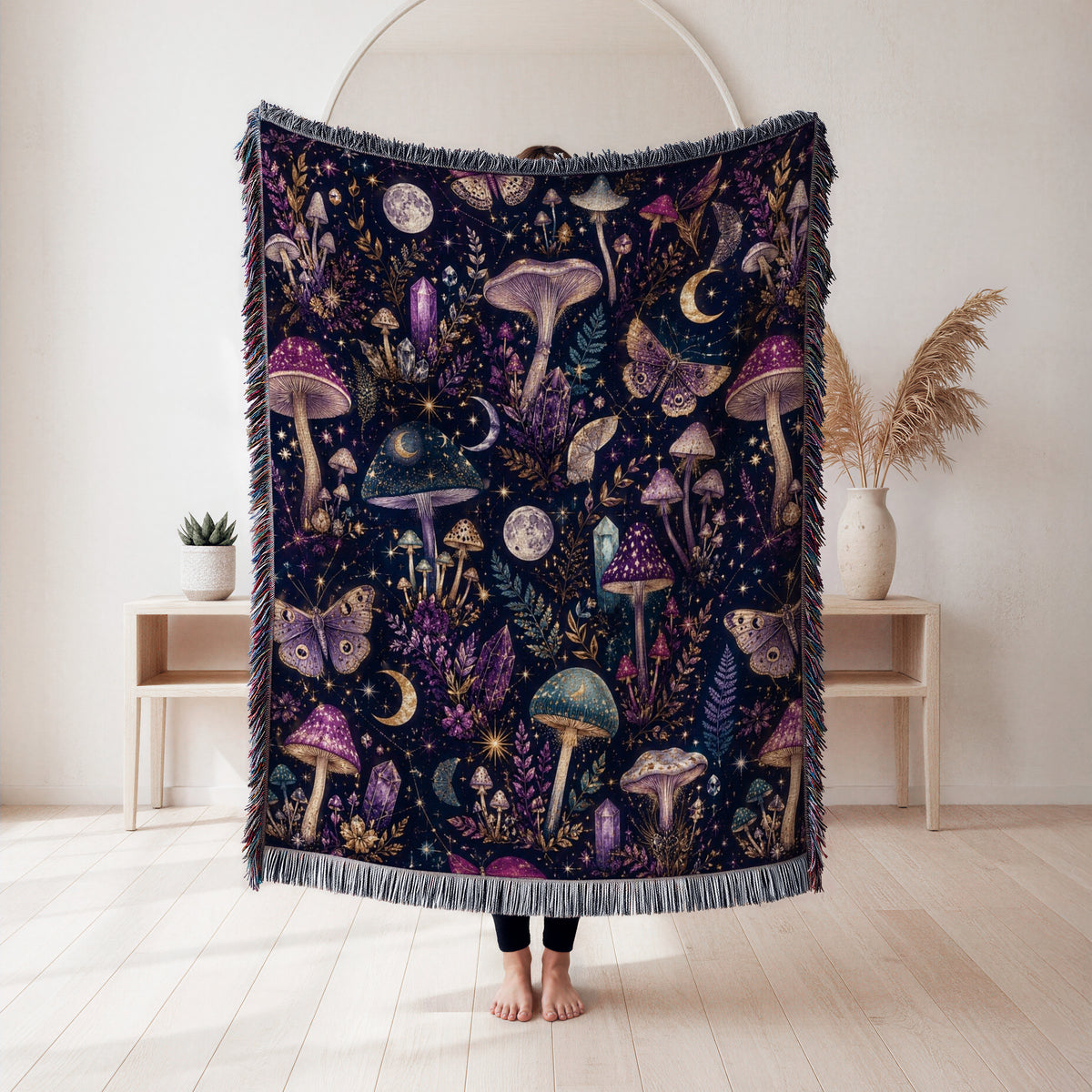 Celestial Crystal Mushroom Blanket