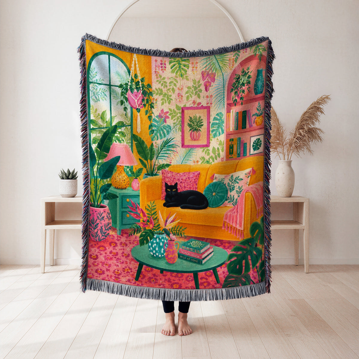 Tropical Home Black Cat Blanket