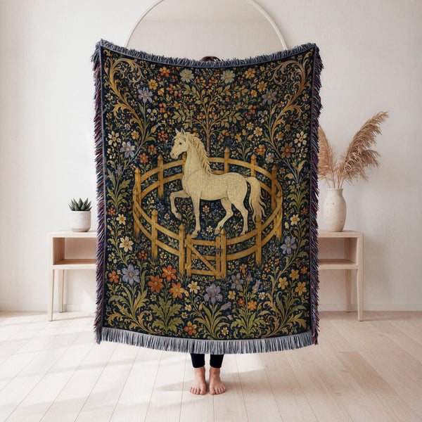 The White Horse in the Walled Garden Blanket