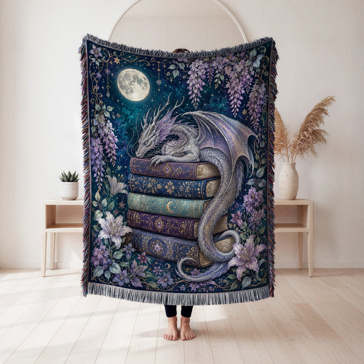 Sleeping Wisteria Dragon Library Blanket