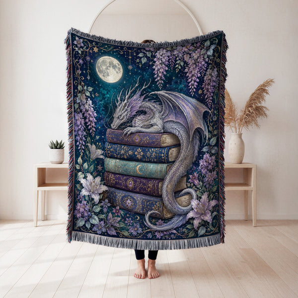 Sleeping Wisteria Dragon Library Blanket