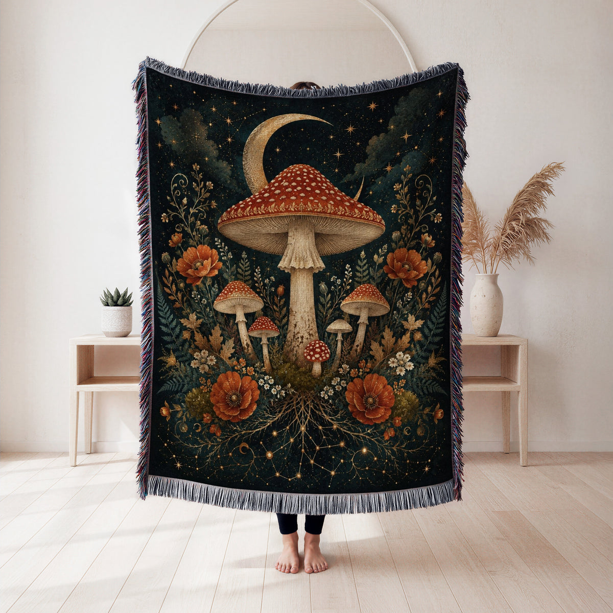 Crescent Moon Amanita Blanket